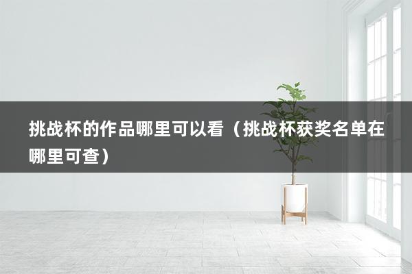 挑战杯的作品哪里可以看（挑战杯红色专项怎么查获奖名单）